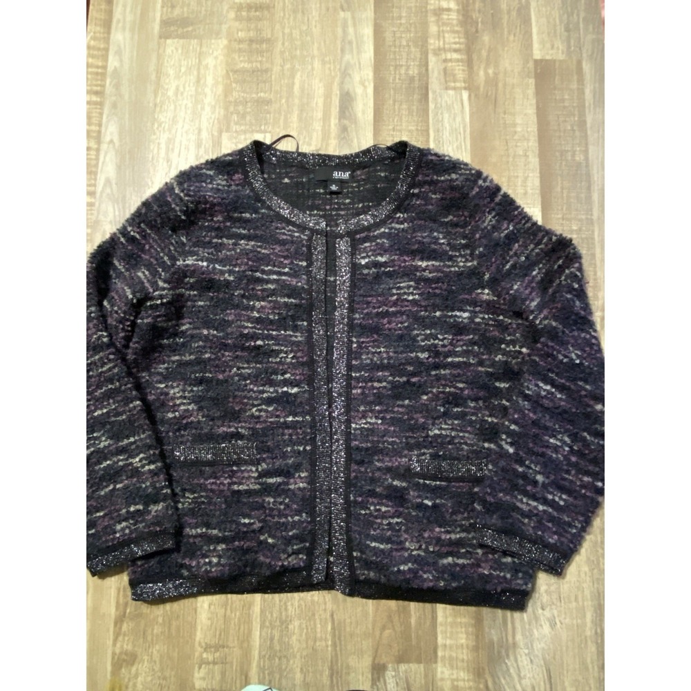 A.N.A. A New Approach Women's Size M Purple Multi Color Long Sleeve Cardigan